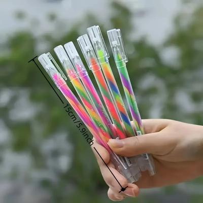 6 barev třpytivé gelové tužky s jemným hrotem, duhové gradientní tužky pro zvýrazňování na fixách, s úchopem, barevné tužky, umělecké malířské potřeby
