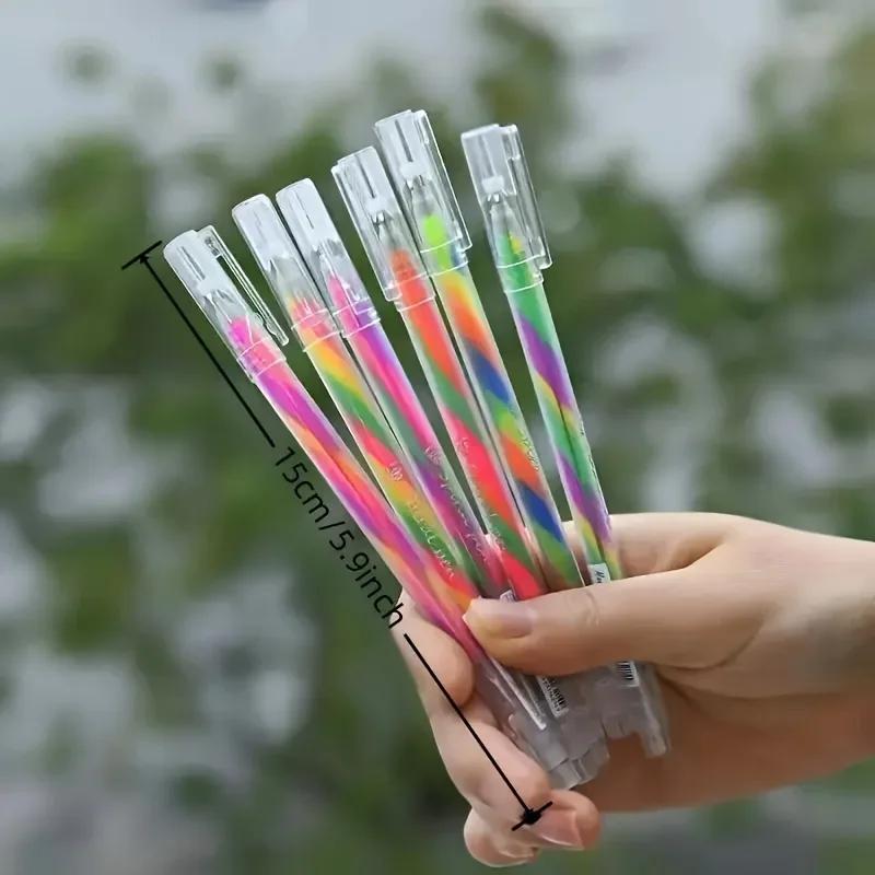 6 Culori Pixuri Gel Sclipitoare Vârf Fin Pixuri Curcubeu Gradate pentru Evidențiere pe Markere Mâner Creioane Colorate Artă Pictură Aprovizionare