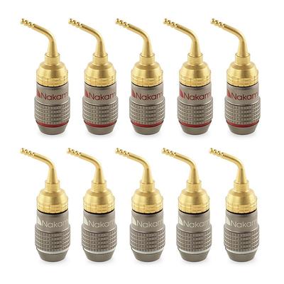 Nakamichi FanLock Excel Series 24k Gold Plated 2mm Pin Plug Banana Spring Clip 10 AWG 18 AWG Gauge Size 4mm for Speaker Amplifier Stereo Home Theater