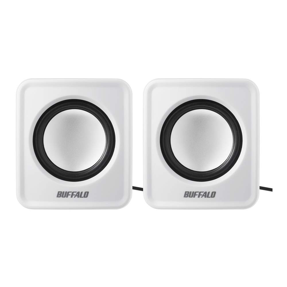Buffalo BSSP105UWH PC USB Compact White Speakers, Powered, Size,