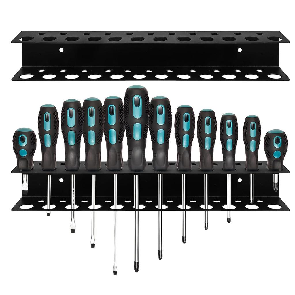 Wall Mounted Screwdriver Pliers   Heavy Duty Steel 23 Holes Tool Holder for Garage Workshop Home   Space Saving Hand Tool Rack with