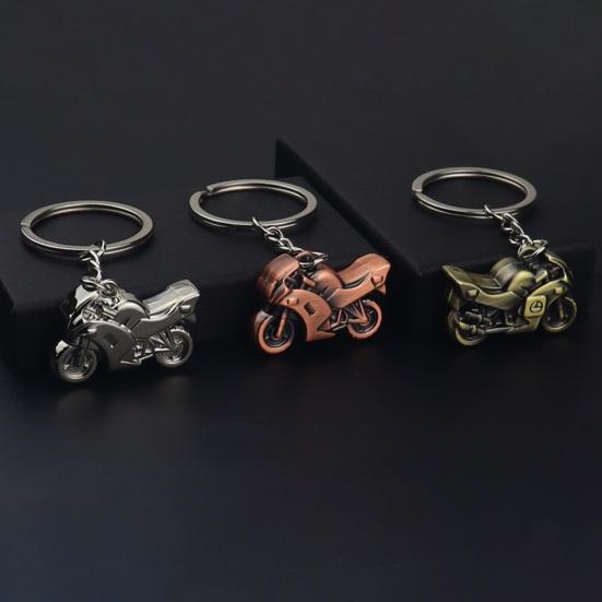 Motorcycle Charm Keychain Wear-Resistant Portable Key Fob 3D Metal Motorbike Keyring for Men
