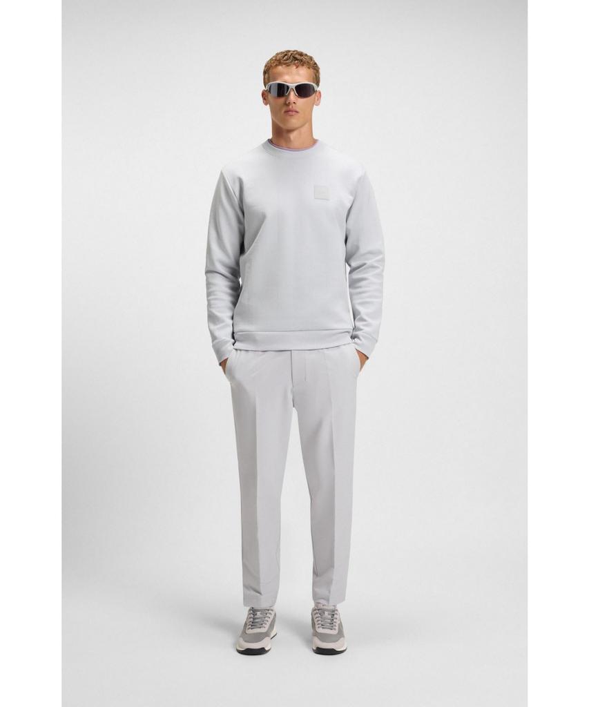 [BOSS] Cotton Blend Sweatshirt, Drop Needle Stitch, Men's XXL, Light Gray
