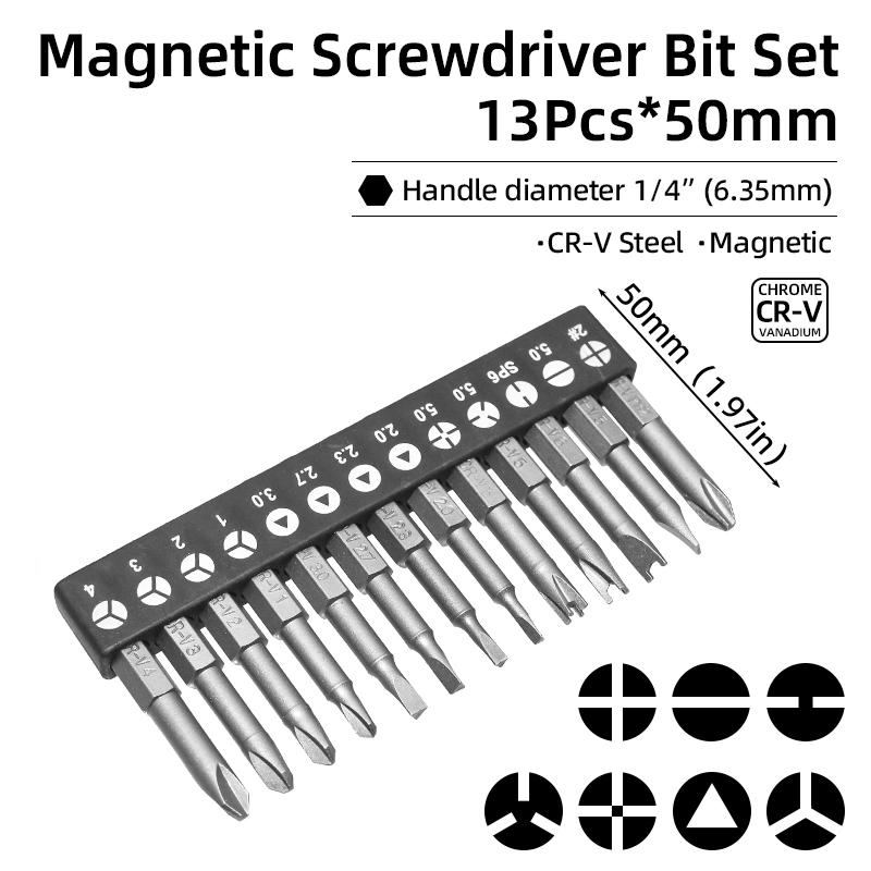 Sada šroubováků S2 ocel 1/4 šestihran magnetická rukojeť šroubovací bity oprava DIY ruční nářadí U tvar/na kolo/Y typ/hvězda/trojúhelník