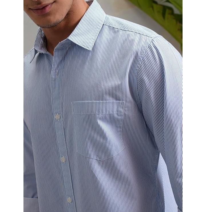 Men's Cotton Striped Shirt, Regular Fit