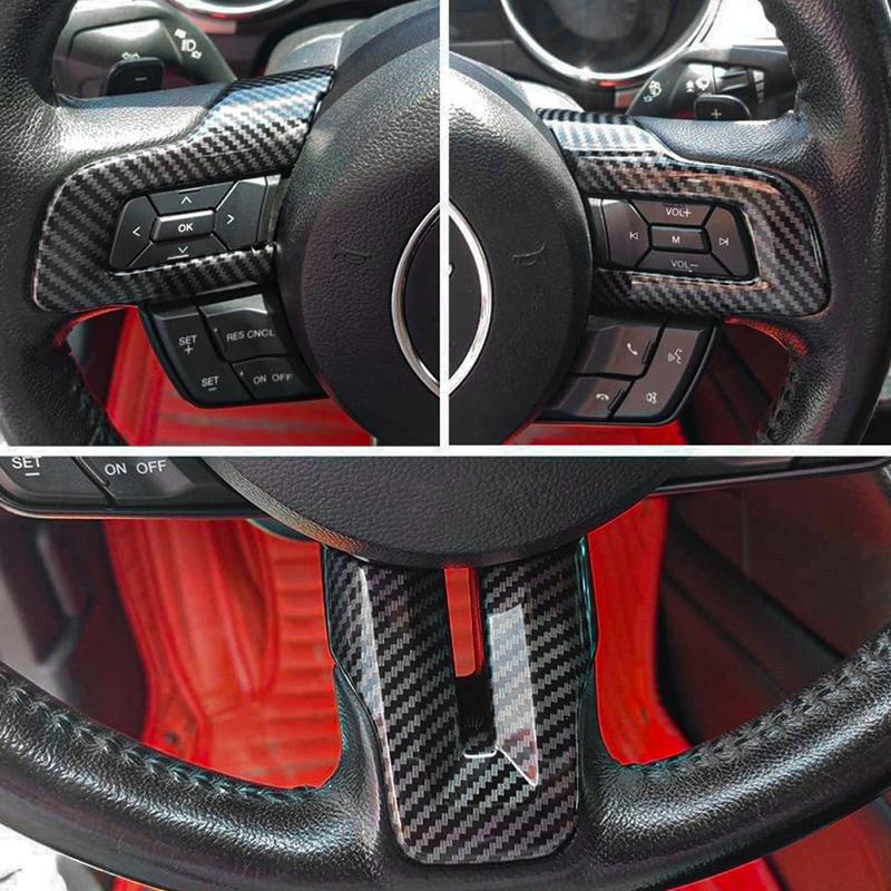 For Ford Mustang 2016 2017 2018     Steering Wheel Panel Trim Cover Decoration Sticker Car Interior Accessories