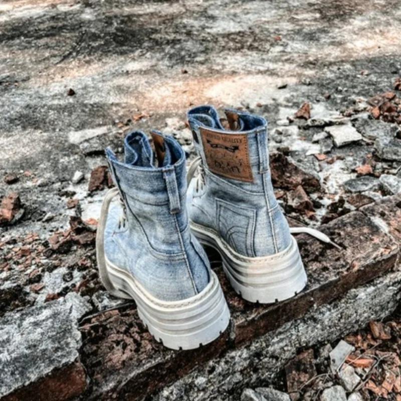 Fashion Booties Elegant with Medium Heels Cowboy Denim Sports Woman Short Shoes Sneakers Ankle Boots for Women Cowgirl on Offer Hot Goth