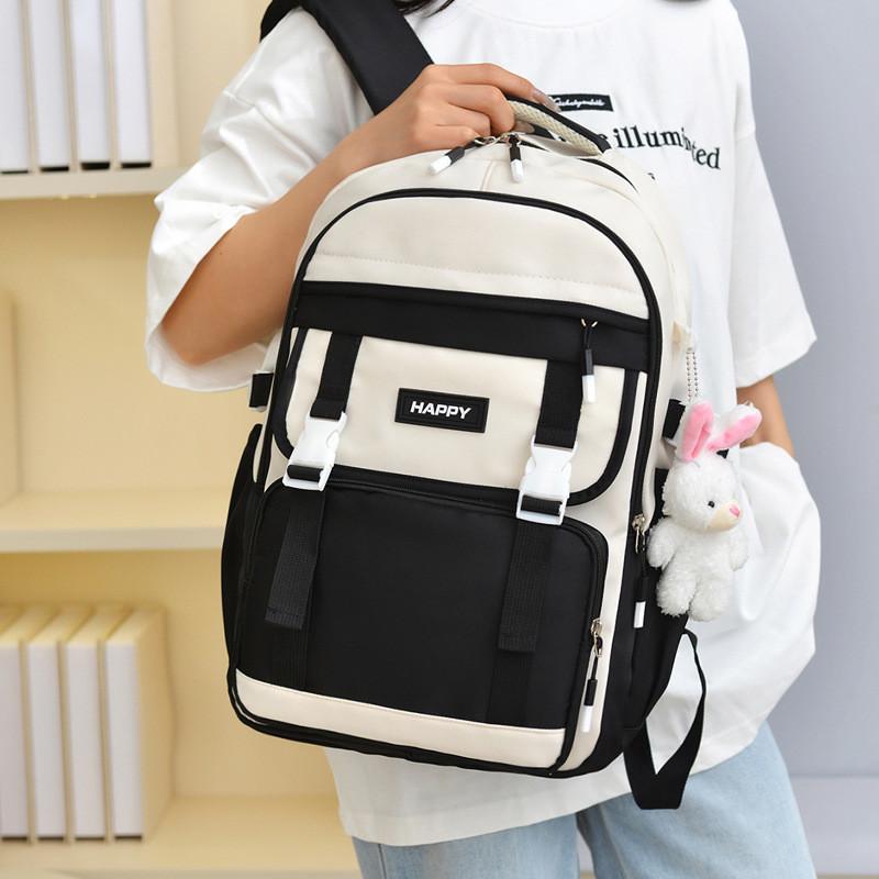 Simplistic Multicolor Nylon School Bag With Ergonomic Straps For High School And Middle School Use