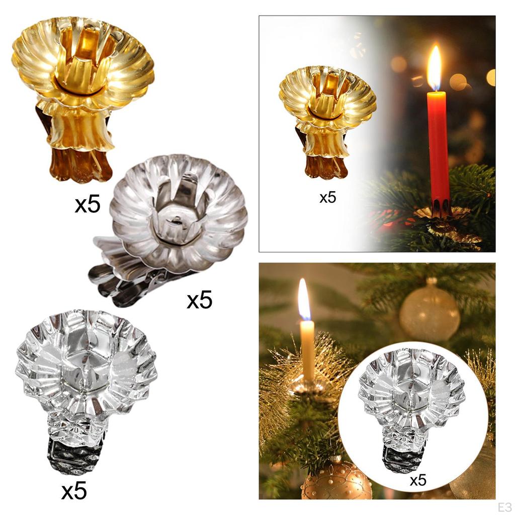 5 Pieces Candle Clips Candlestick Holder Clamps Bar Churches Christmas Tree for Parties