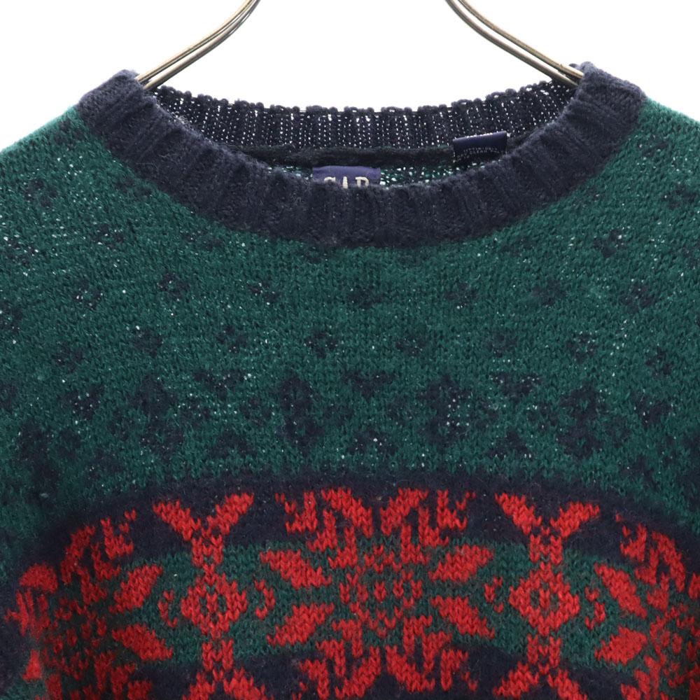 GAP 90s Wool Old Nordic Pattern Long sleeve sweater M Navy other knit Men's Used