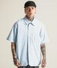 STAGE NAME Rd City Boy Washed Cotton Oversized Short Sleeve Shirt_Pale Blue