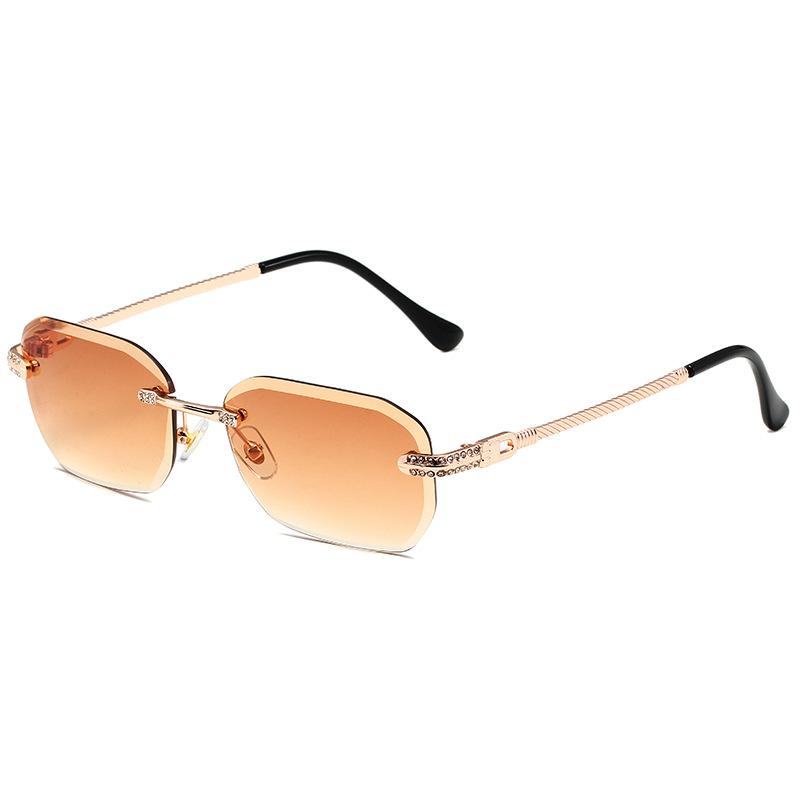 Women's fashion cut edge diamond rimless sunglasses Men's classic fashion brand driving glasses Trendy street wear accessories