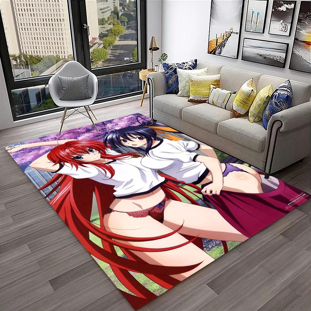 High School DxD Sexy Girl Cartoon 3D Carpet Rug for Home Living Room Bedroom Sofa Doormat Decor,kids Area Rug Non-slip Floor Mat