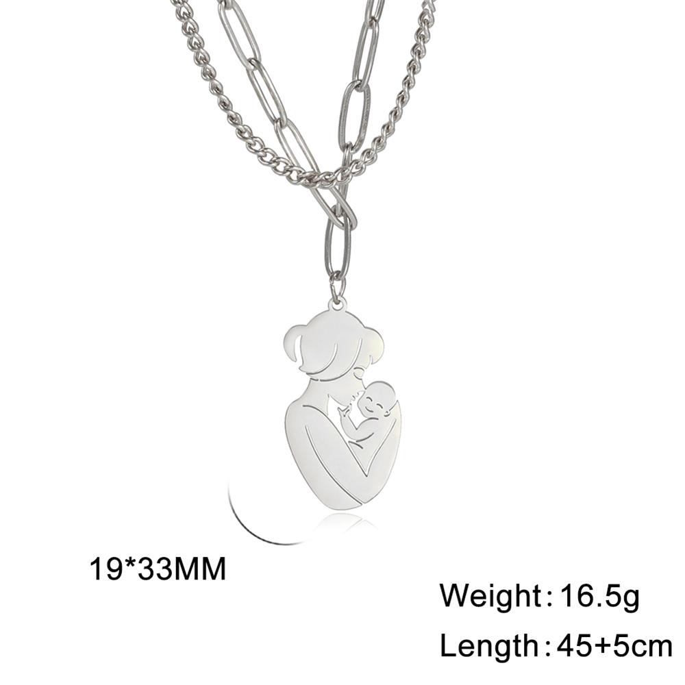 Cazador Lovely Family Pendant Necklaces Mom Dad Children Baby Pregnant Woman Stainless Steel Choker Jewelry Mother Day Gift New