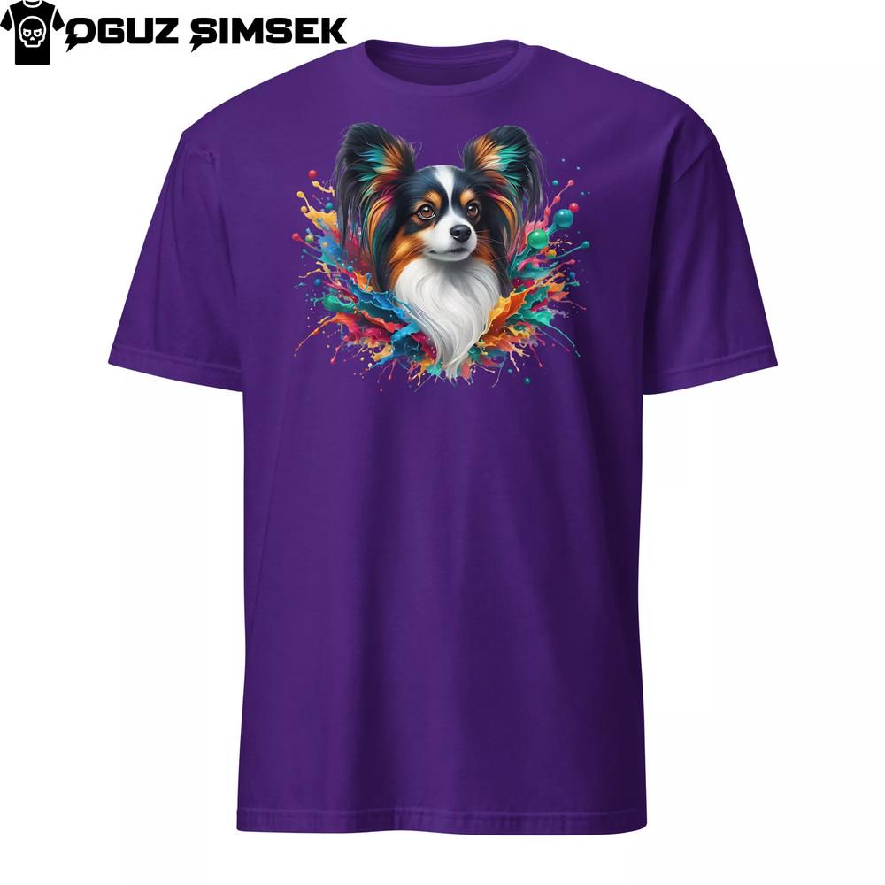 Colorful Splash Papillon Dog T-Shirt | Unisex Softstyle | Vibrant Graphic Tee