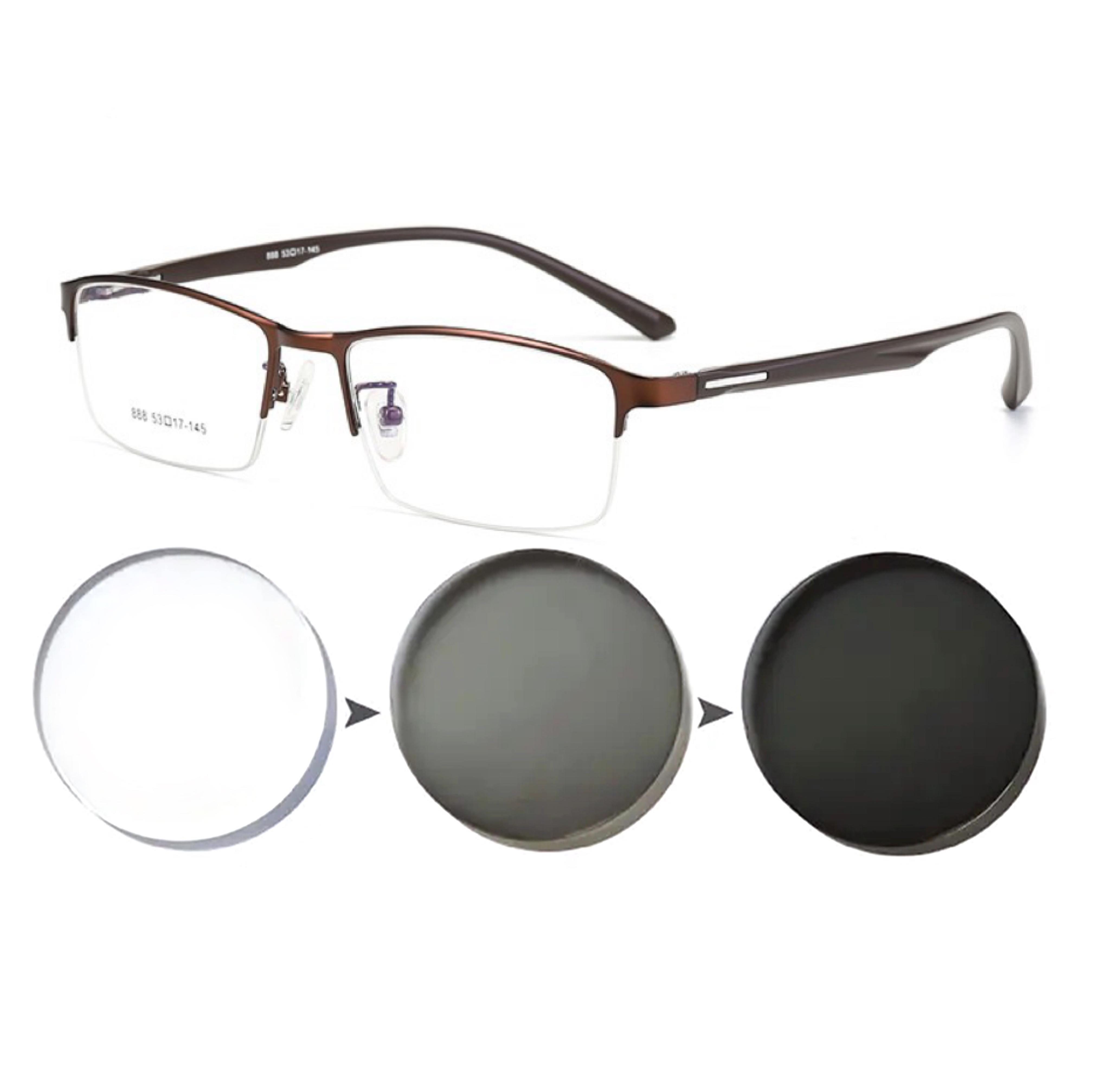 

Light Color Sun Changing Pre-made Myopia Glasses Women Men Metal Half Frame Chameleon Short-sight Eyewear 0 +05 +075 +10 +30 Up To +60 0.5