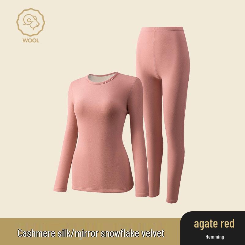 Ropa interior térmica de cachemira y seda alemana: Conjunto Unisex sin Costuras de Cuello Redondo para Otoño e Invierno