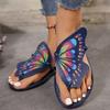 Stylish Women's Butterfly Print Slide Sandals | Faux Cover Upper & Rubber Sole | Versatile All-Season Footwear | Fashionable Clip Toe, Slip-On Flats