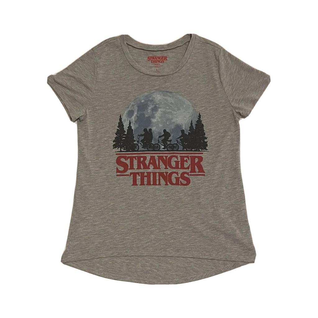T-shirt Grafica Donna Manica Corta con Fondo Asimmetrico Stranger Things Netflix - Taglia L