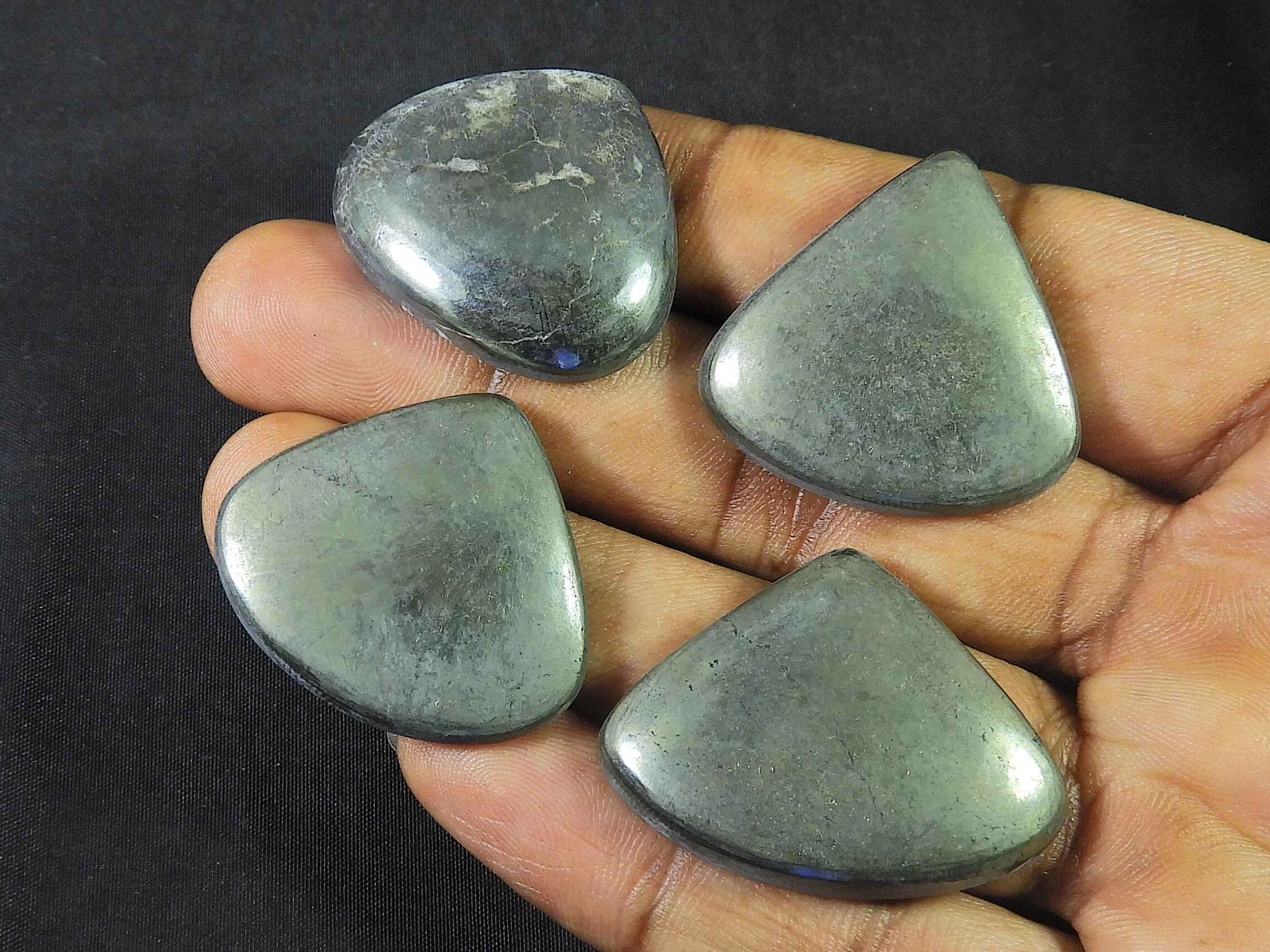 

30-35MM AAA Appache Gold Pyrite Pear Shape Cabochon Loose 4Pcs Gemstone Lot RQ-2182