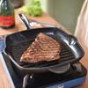 ZISIZ 26cm Cast Iron Striped Steak Frying Pan