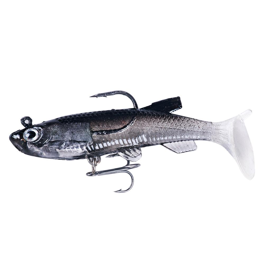 14CM Shad Soft Swimbait Jig Head Lure 8G Pre-Rigged Pinfish Lure Swimbait with Ultra Hook Paddle Tail Lure for Saltwater Fres