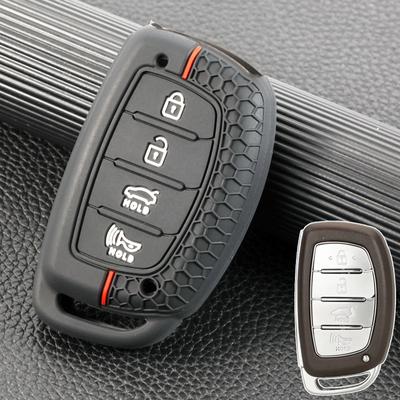 For Hyundai Tucson Santa Fe Sonata Ix45 I40 2019 2018 fjernkontroll silikon 4-knapps nøkkelfob Kjedering Deksel Case Holder Protector