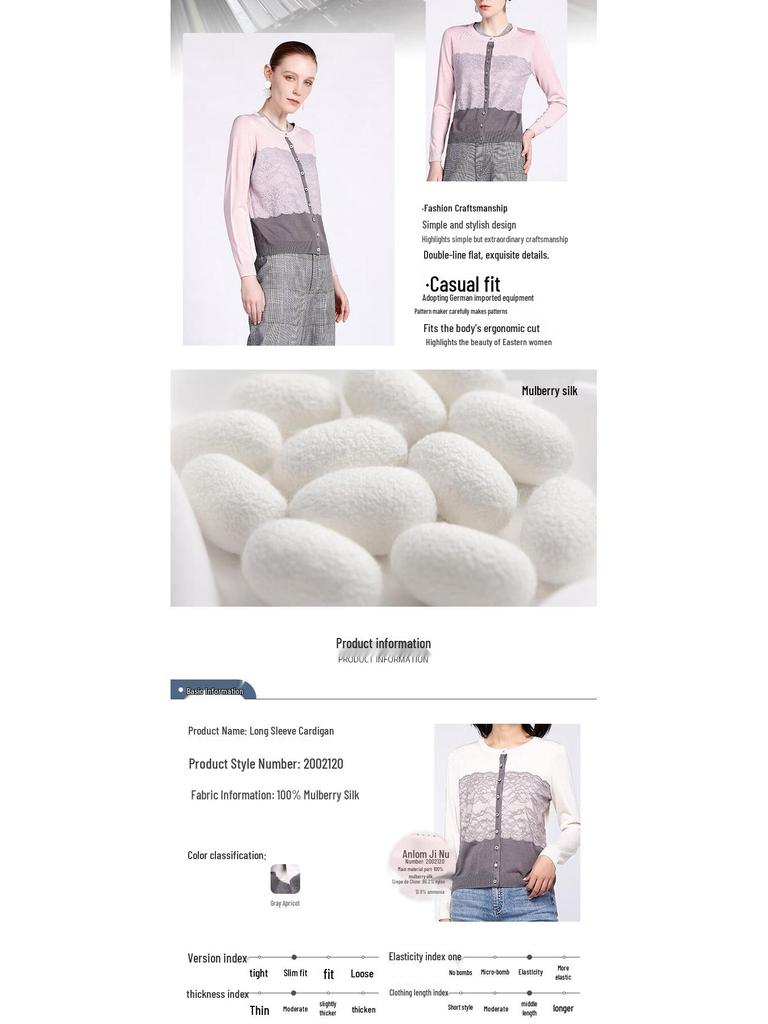 Yanu Women's Round Neck Mulberry Silk Knit Sweater