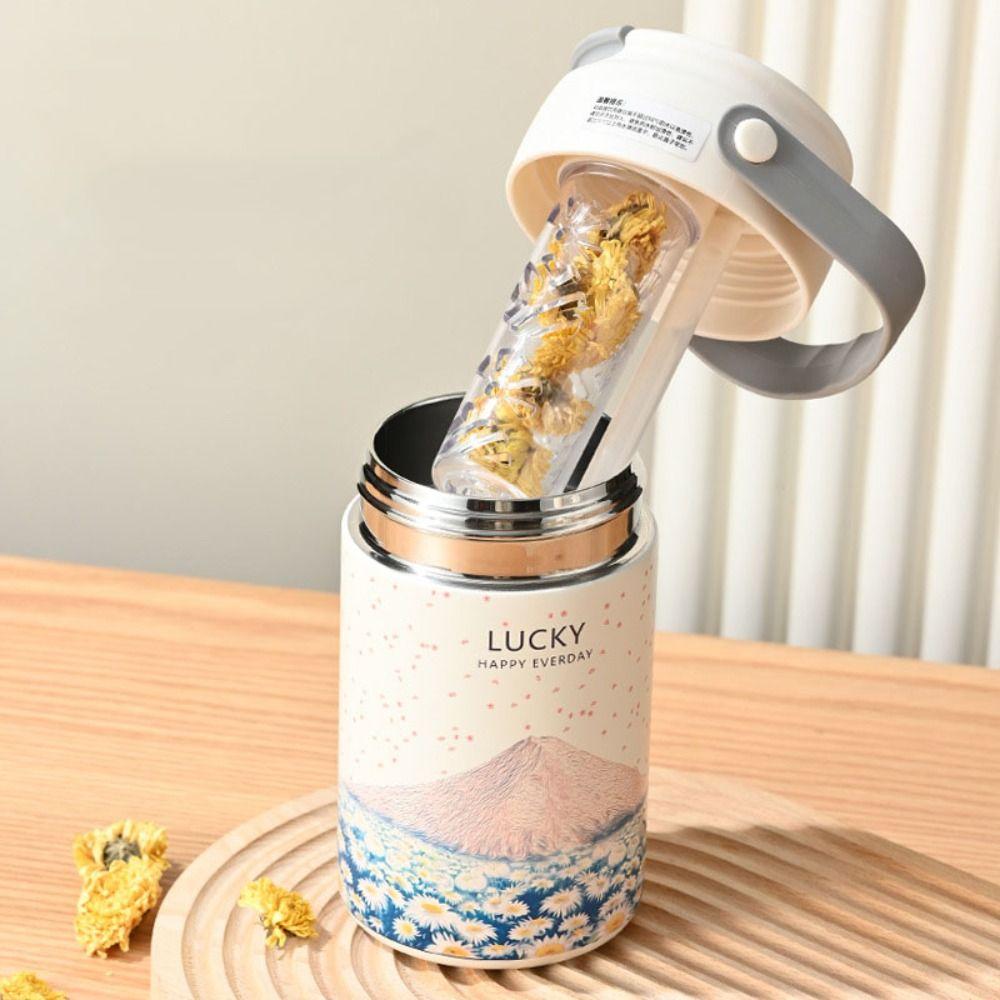 Insulated Hand-held Thermos Cup 316 Stainless Steel Straw Thermal Water Bottle  Practical Gift