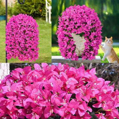 2Pcs Hanging Artificial Bougainvillea Speetabilis UV Resistant Realistic Fake Flower Wedding Party Indoor