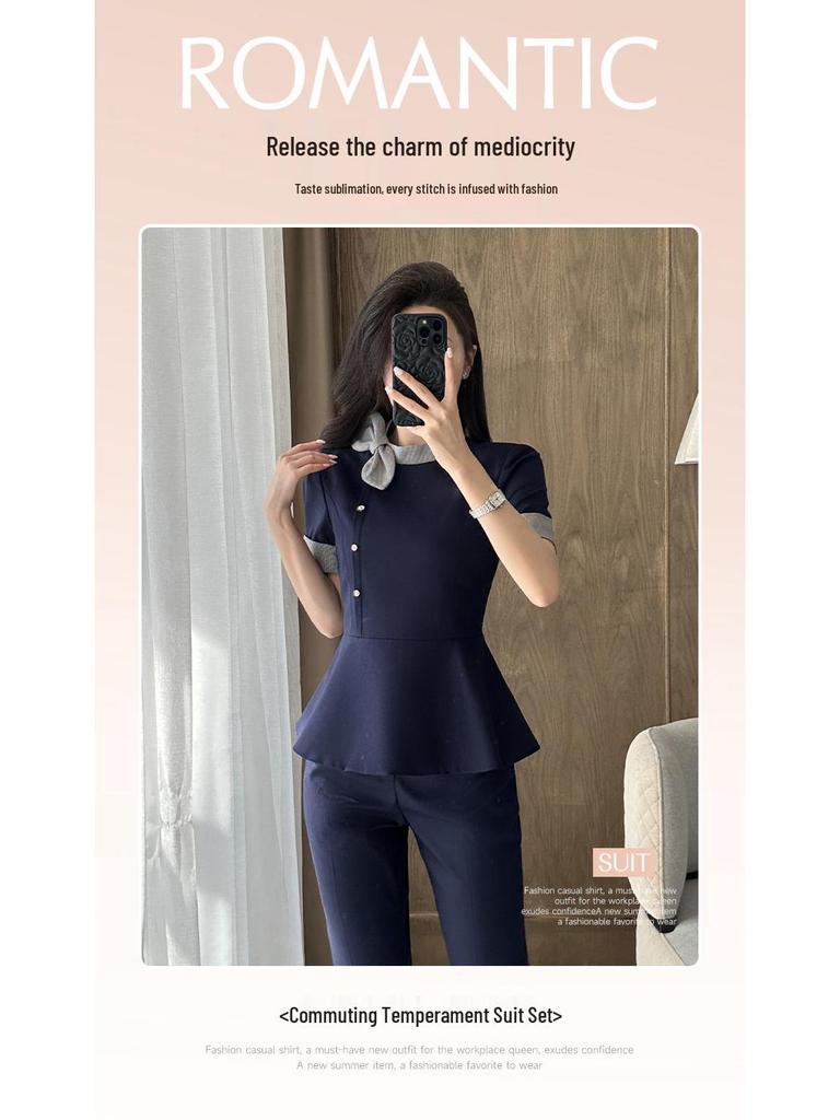 Women's High-End Professional Salon & Hotel Reception Summer Workwear Set