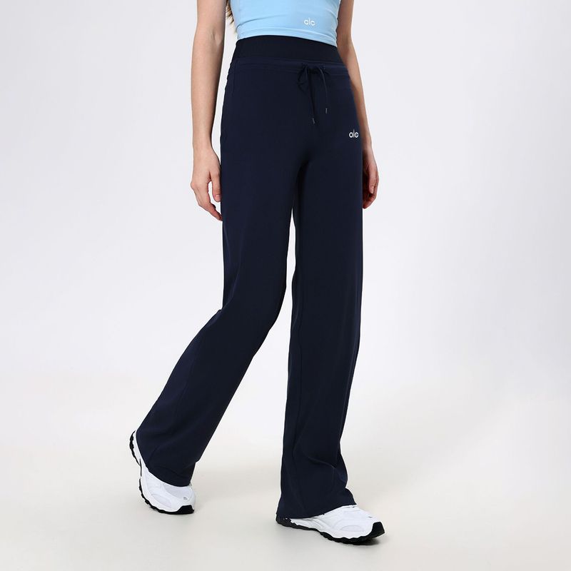 Aloneadv High Waist Belly Contracting Yoga Pants Women's Quick-Drying Running Thin Nude Feel Fitness Sports Loose Straight-Leg Pants