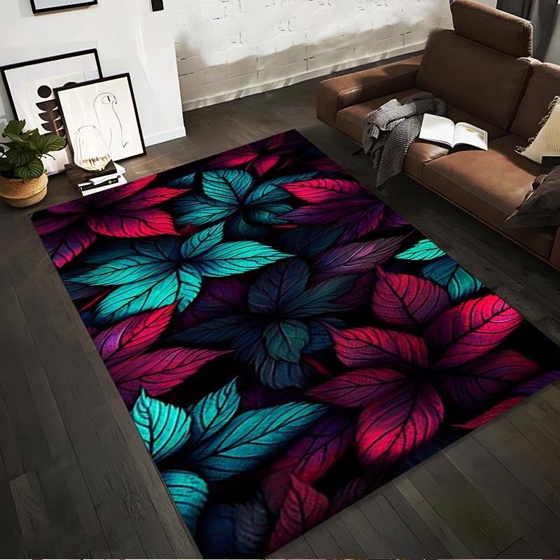 Colorful Tropical Leaves Pattern Carpet for Living Room Decor Suitable for use as an anti-slip for living room bedroom sofas