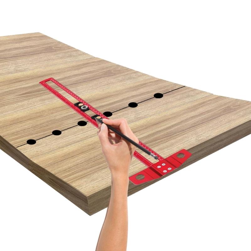 Multifunction T Shape Ruler with Clear Marking Precisions T Shaped Measuring Tool Aluminum Rule Tool for Engineering, Art