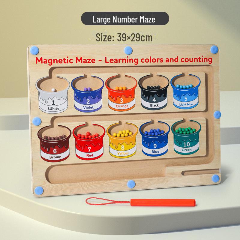 Wooden Magnetic Maze Puzzle - Color Classification and Logic Training for Kids