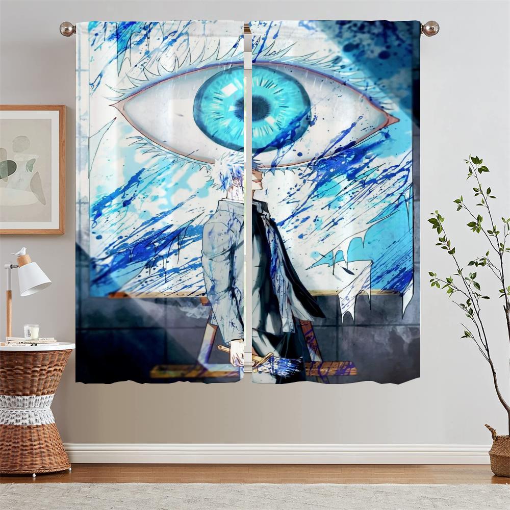 Jujutsu Kaisen Curtain Tulle for Living Room Decoration Youth Room Curtains Blackout Kitchen Curtains 2 Pcs Set Blind Tentacles