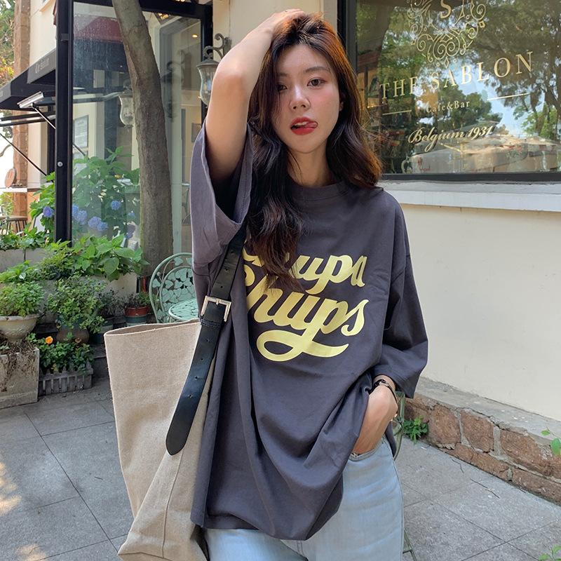Letter Print Summer Loose Short Sleeve T-shirt Female Student Large Size Top Women's Base Shirt Women's Clothing