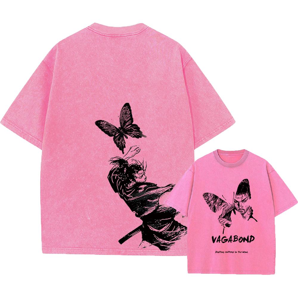 

Футболки аниме Миямото Мусаси Кислотные Повседневные Винтажные Стираные Футболки Короткие Рукава Манга Готические Топы Лето 2XL