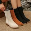 Boots for Women Suede Pointed Toe Block Heel Booties Casual Zipper Shoes