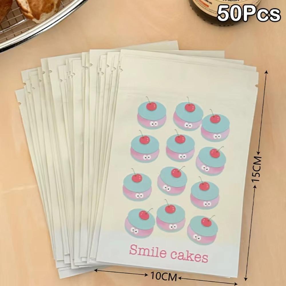 50Pcs/Pack Reusable Biscuit Packaging Bag Cartoon Design Gift Pouch  Package Supplies