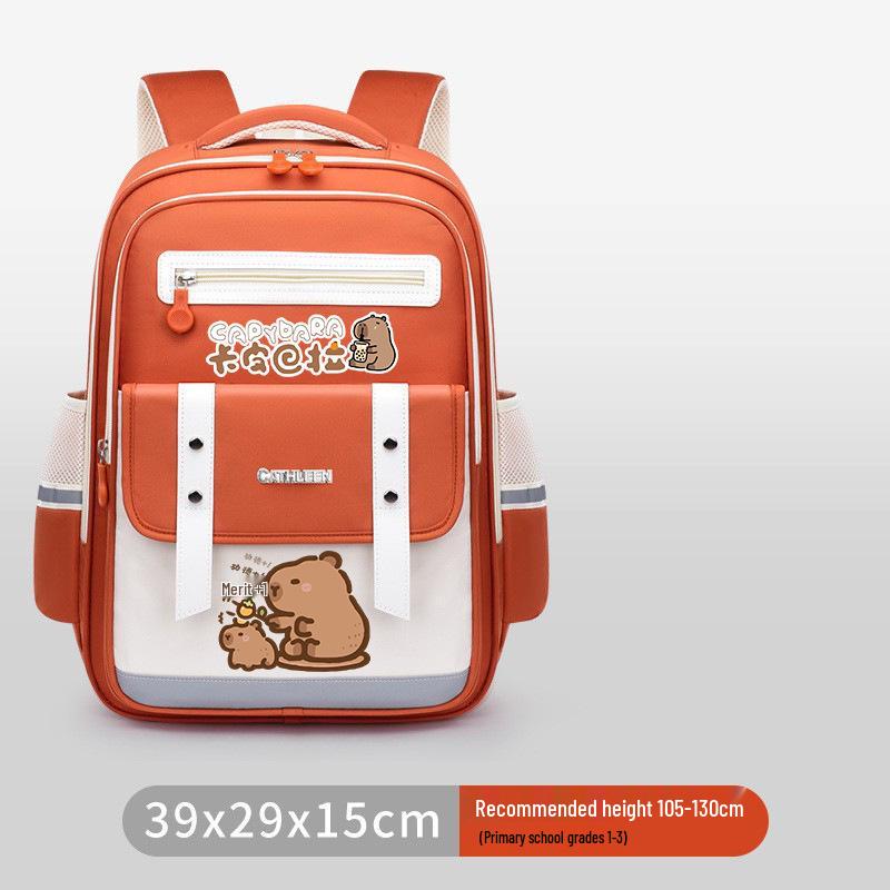 Capybara Oxford Spine-Support Backpack for Grades 1-6: Boys & Girls School Bag
