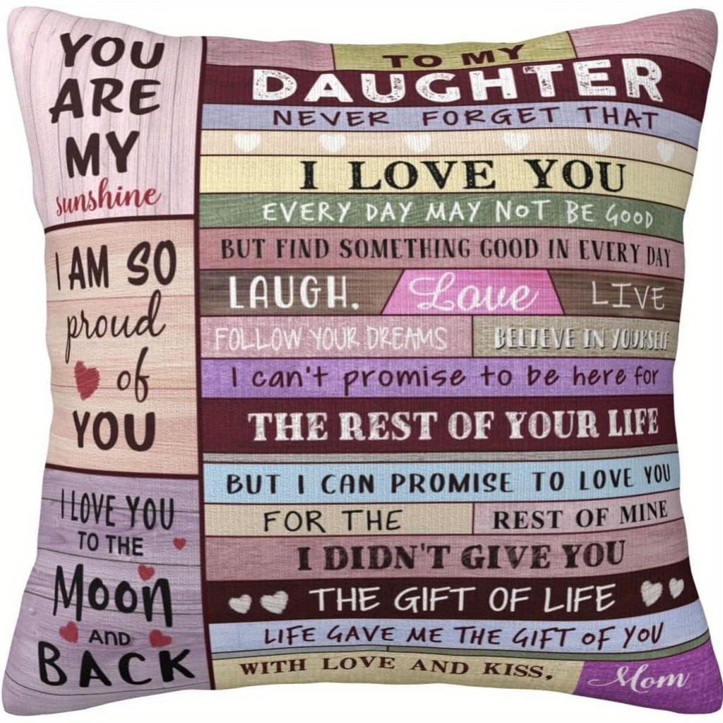 1Pc Mother To Daughter Gift Pillow Case Zipper Closure, Machine Washable | Suitable For Sofa Living Room Home Decoration,