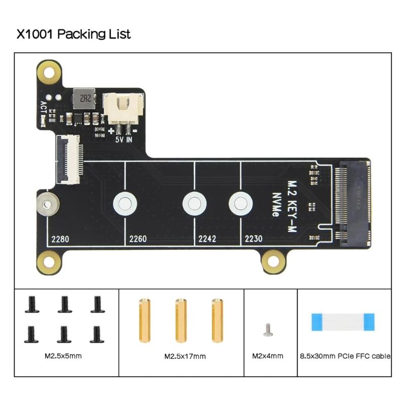 X1001 PCIe M.2 NVMe SSD Bodenplatine für Pi 5Beschleunigt Datentransfer und Booten
