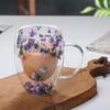 Double-layer Glass Mugs with Dry Flower and Handle for Coffee, Cocktails Elegant Glasses Cup for Entertaining Guest