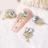 Yousheng 10Pcs/Set Nail Art Charm Golden Bowknot 3D Alloy Luxury Cute DIY Solid Colored Rhinestone Love Heart Nail Decoration Salon Home Use