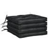 Set of 4 Garden Seat Cushion with Ties, 42 X 42cm Replacement Dining Chair Seat Pad, Black