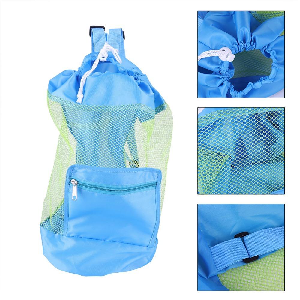 Washable Material Mesh Drawstring Backpack Portable Design Shell Toy Bag  Outdoor Beach