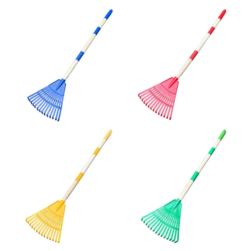 Leaf Rake Ergonomic with Long Handle Raking Grass and Leaves Tool 14 Tines Farming Home for Garden Lawns Children Kids Shrub