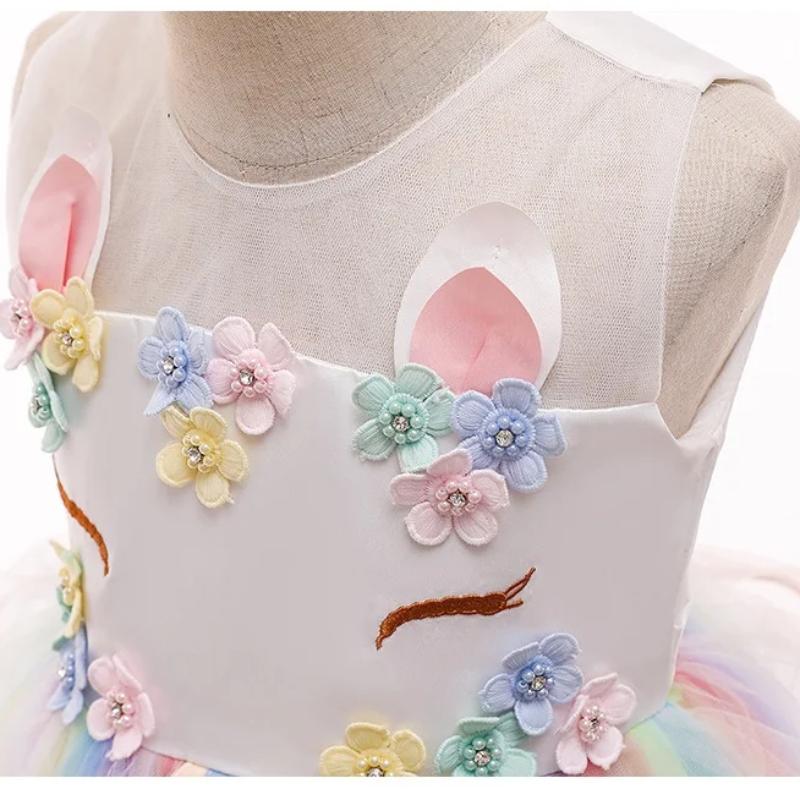 Unicorn Tutu Dress for Girls - Rainbow Princess Birthday Party Dress + Halloween Costume, 2-in-1 Kids Fancy Dress