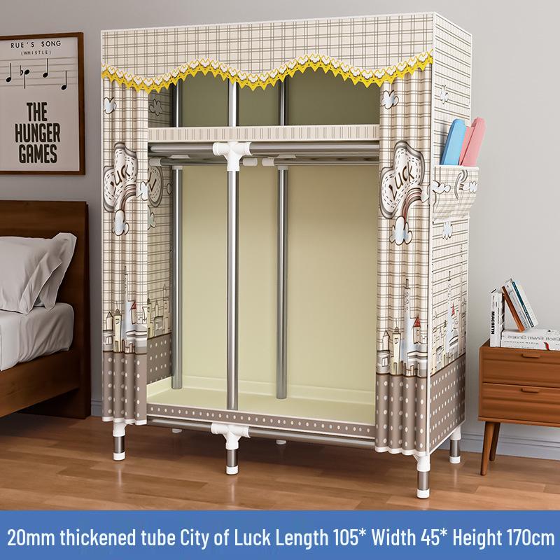Thickened Steel Pipe Fabric Wardrobe for Dorm or Bedroom Storage